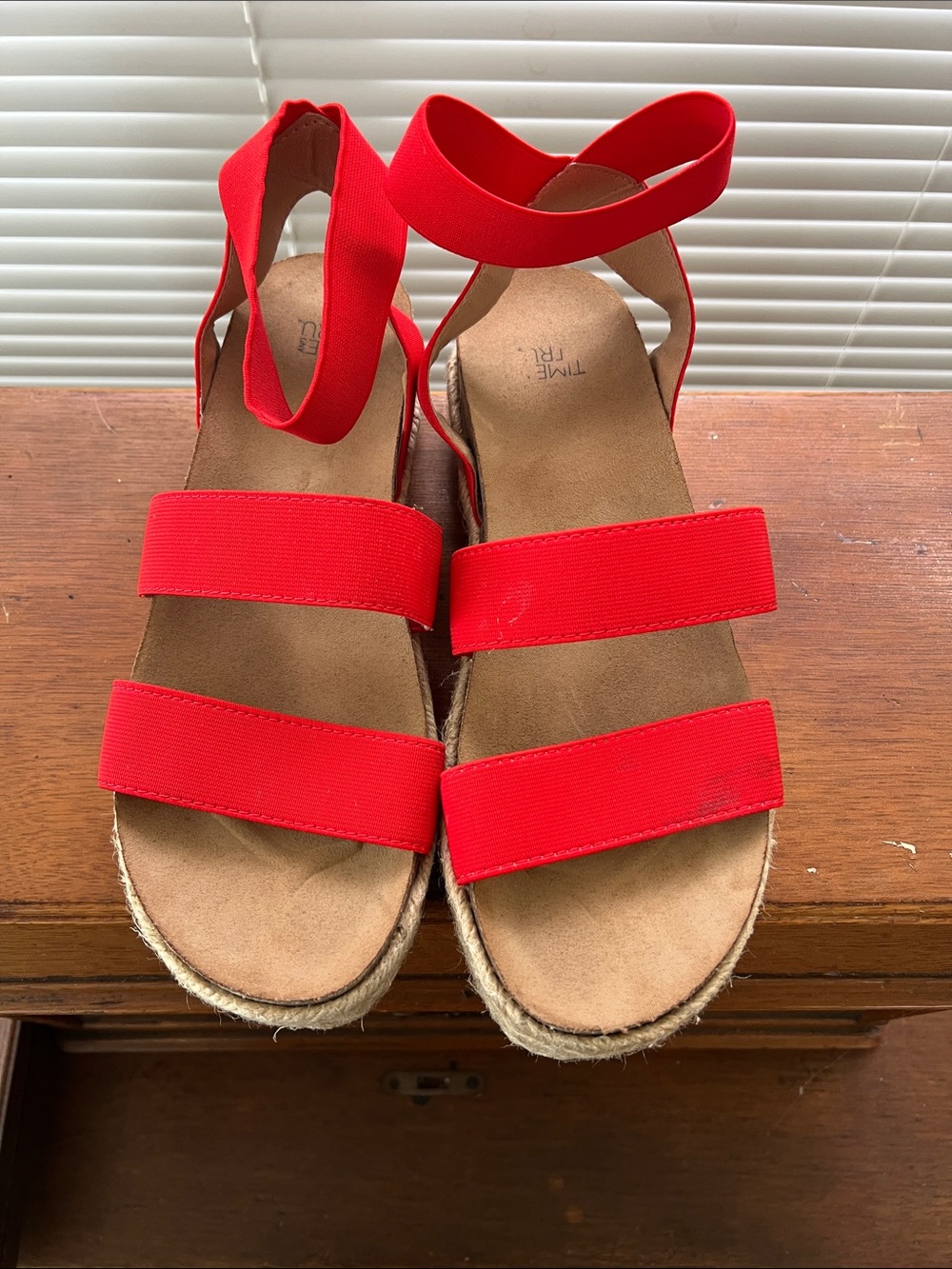 Red Elastic-Strap Sandals
